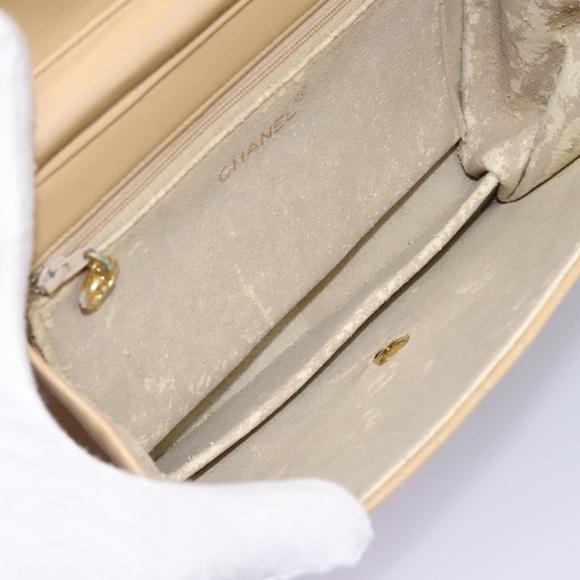 CHANEL Matelasse Chain Shoulder Bag Lamb Skin Beige Gold CC Auth PP327 - Picture 10 of 16